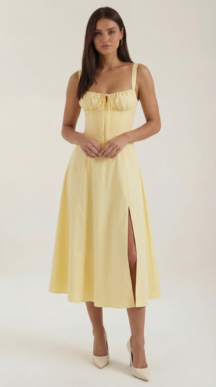 Jade Lace Up Midi Dress