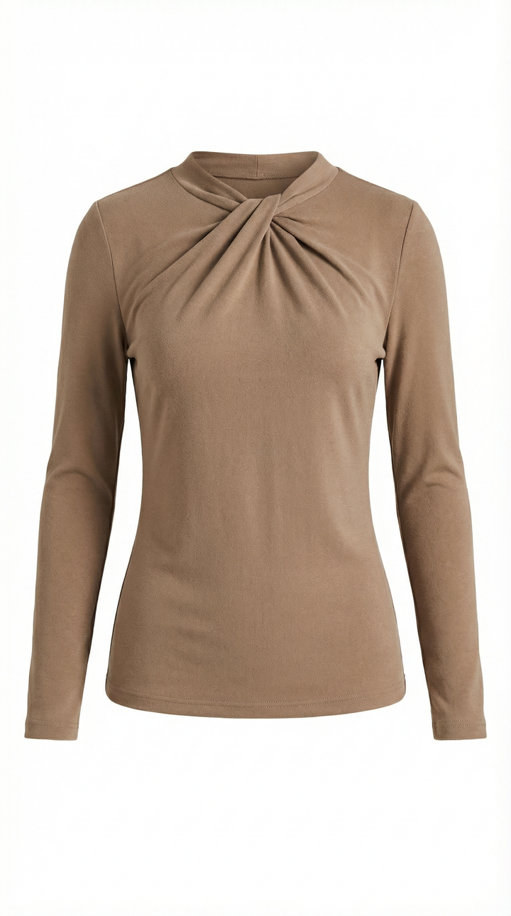 Jamie Knotted Mock Neck Blouse