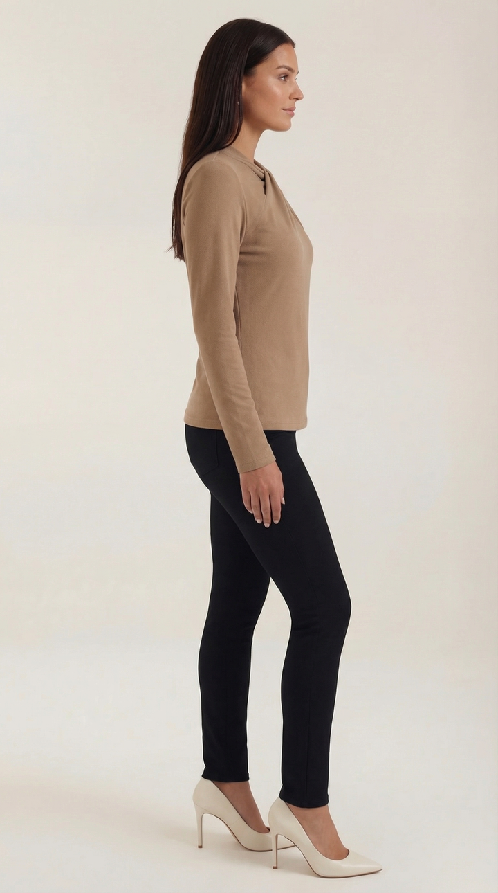Jamie Knotted Mock Neck Blouse