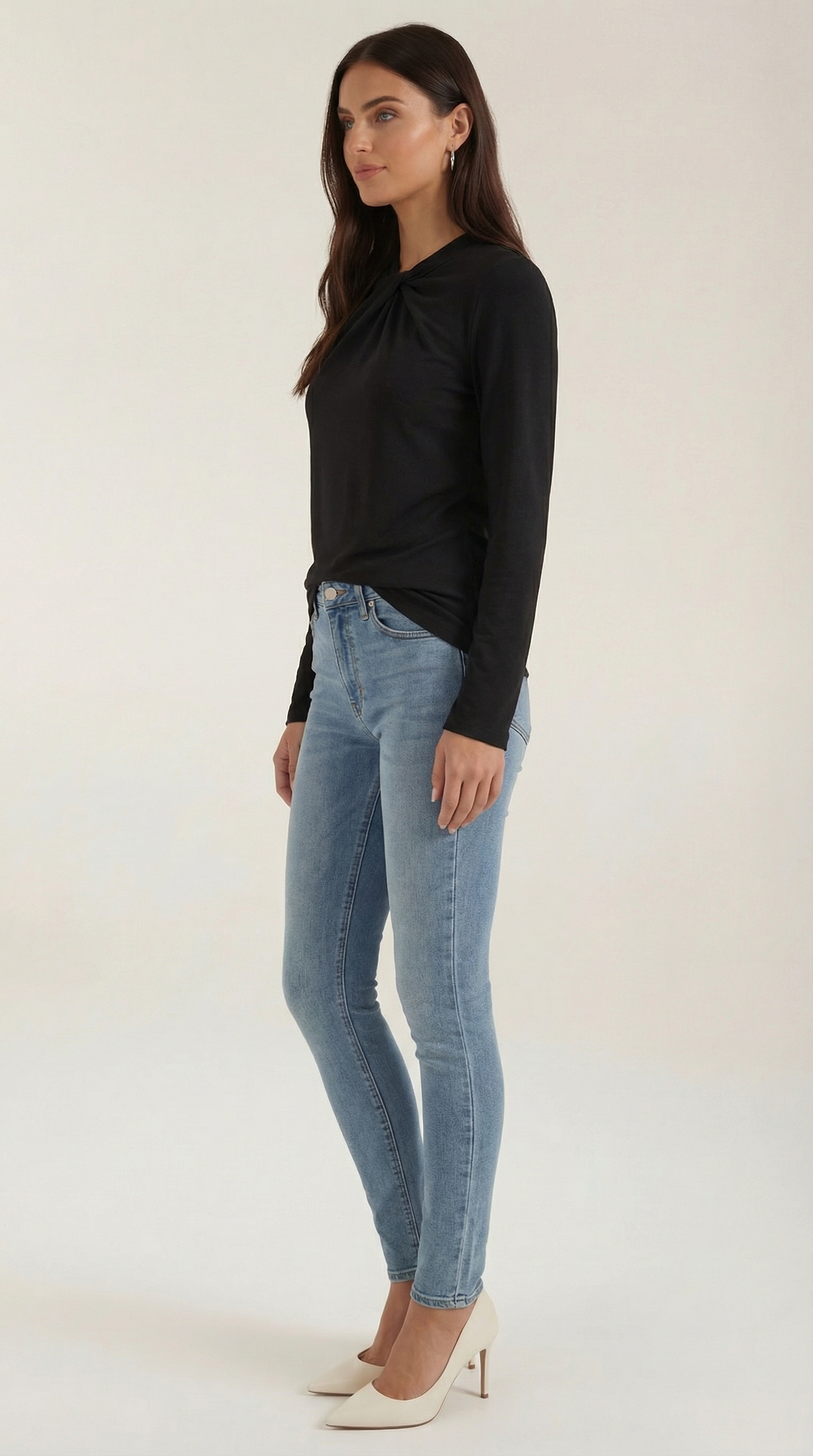 Jamie Knotted Mock Neck Blouse