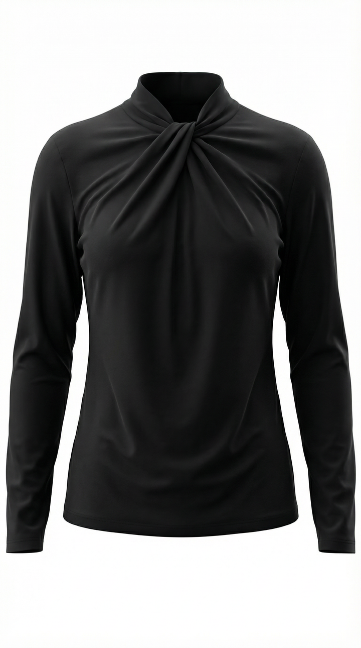 Jamie Knotted Mock Neck Blouse