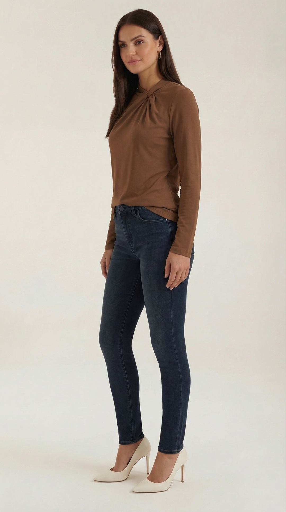 Jamie Knotted Mock Neck Blouse