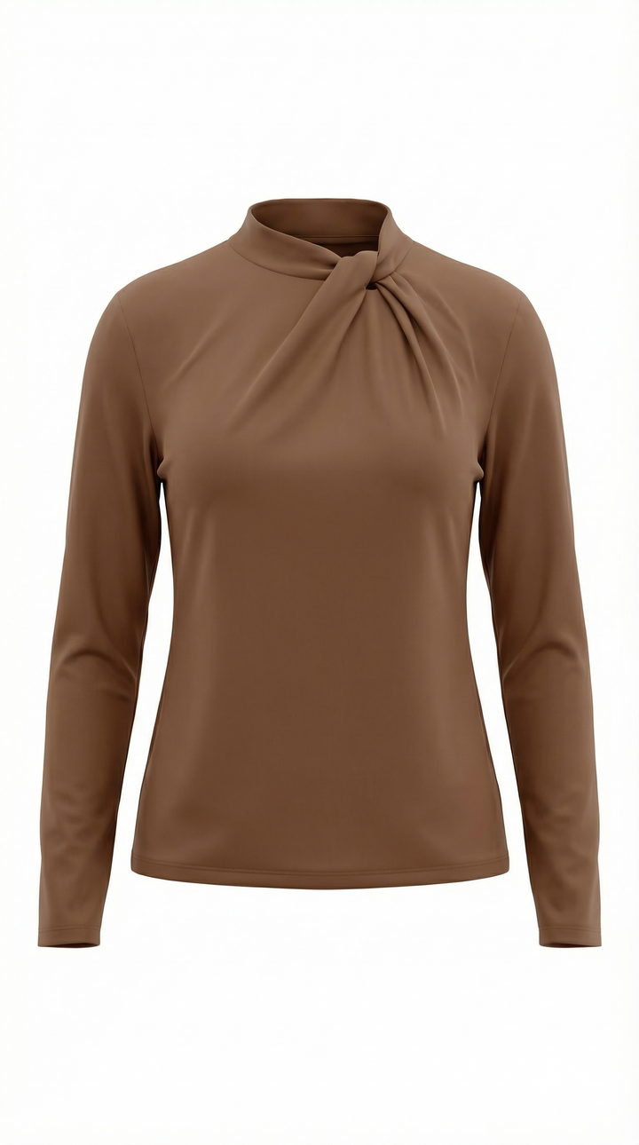 Jamie Knotted Mock Neck Blouse