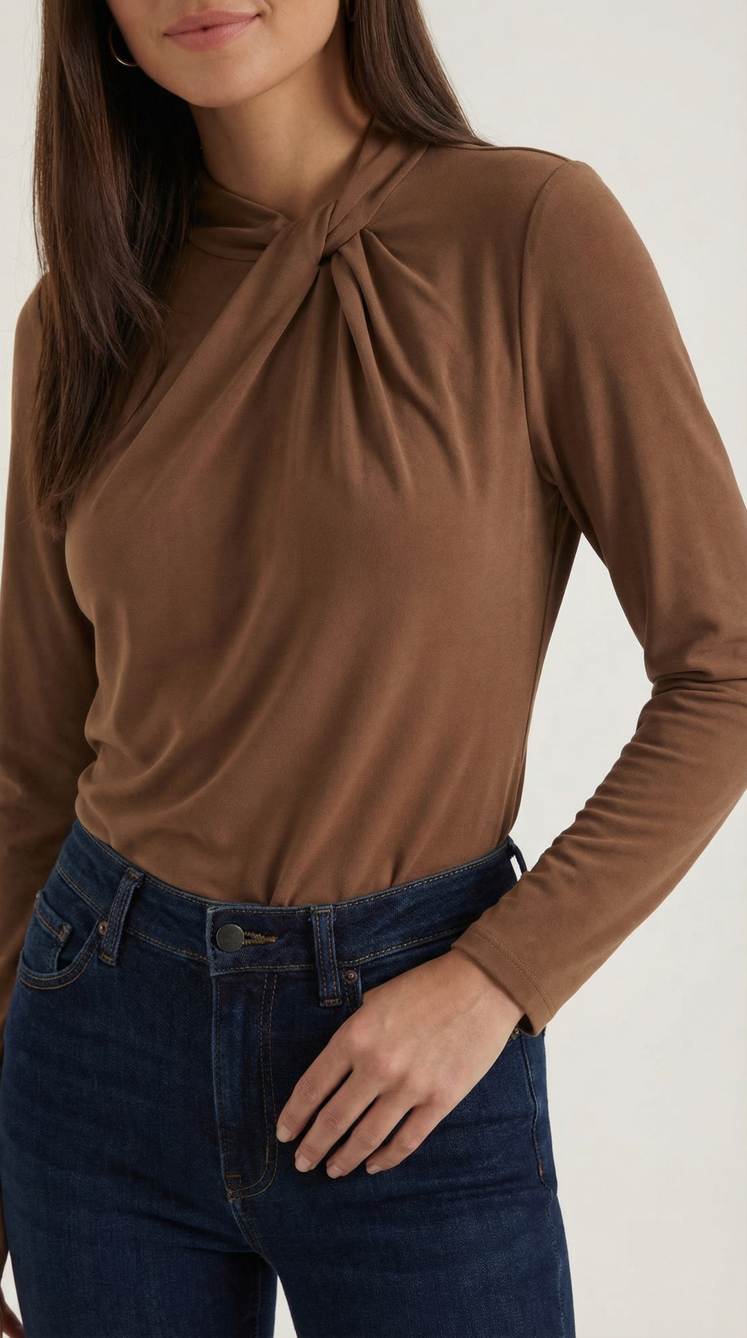 Jamie Knotted Mock Neck Blouse