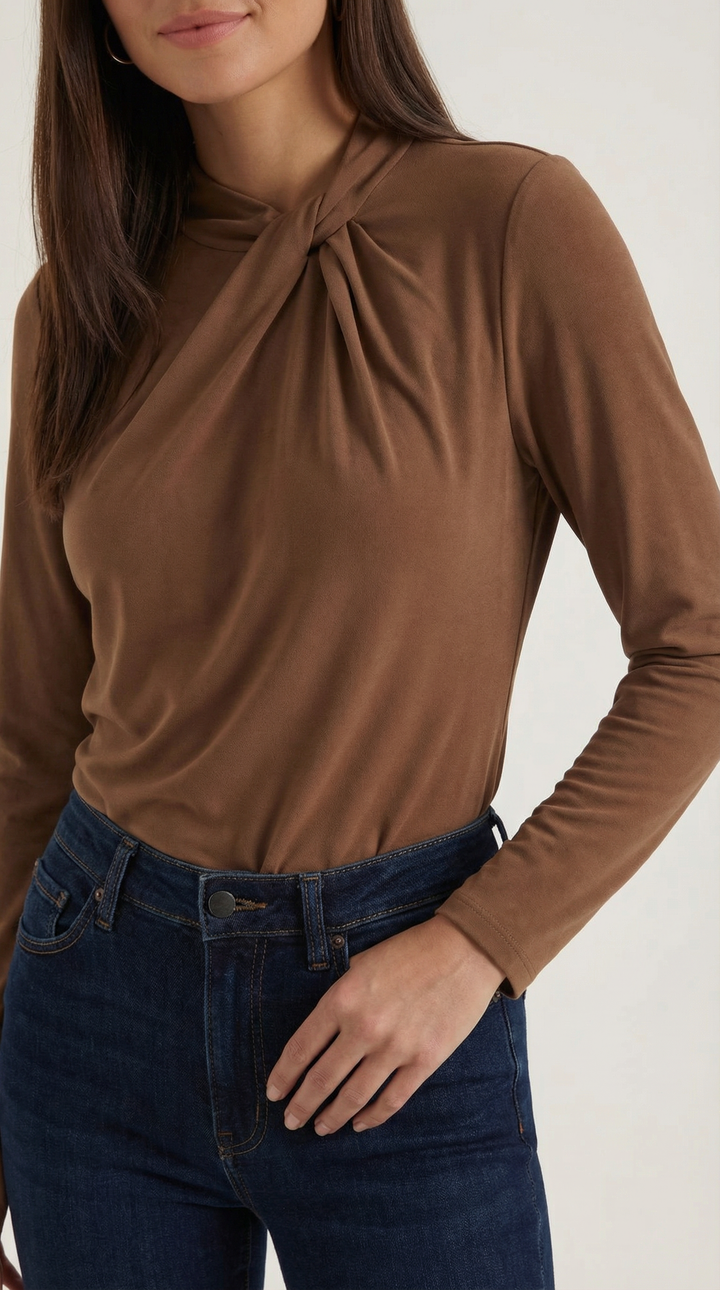 Jamie Knotted Mock Neck Blouse