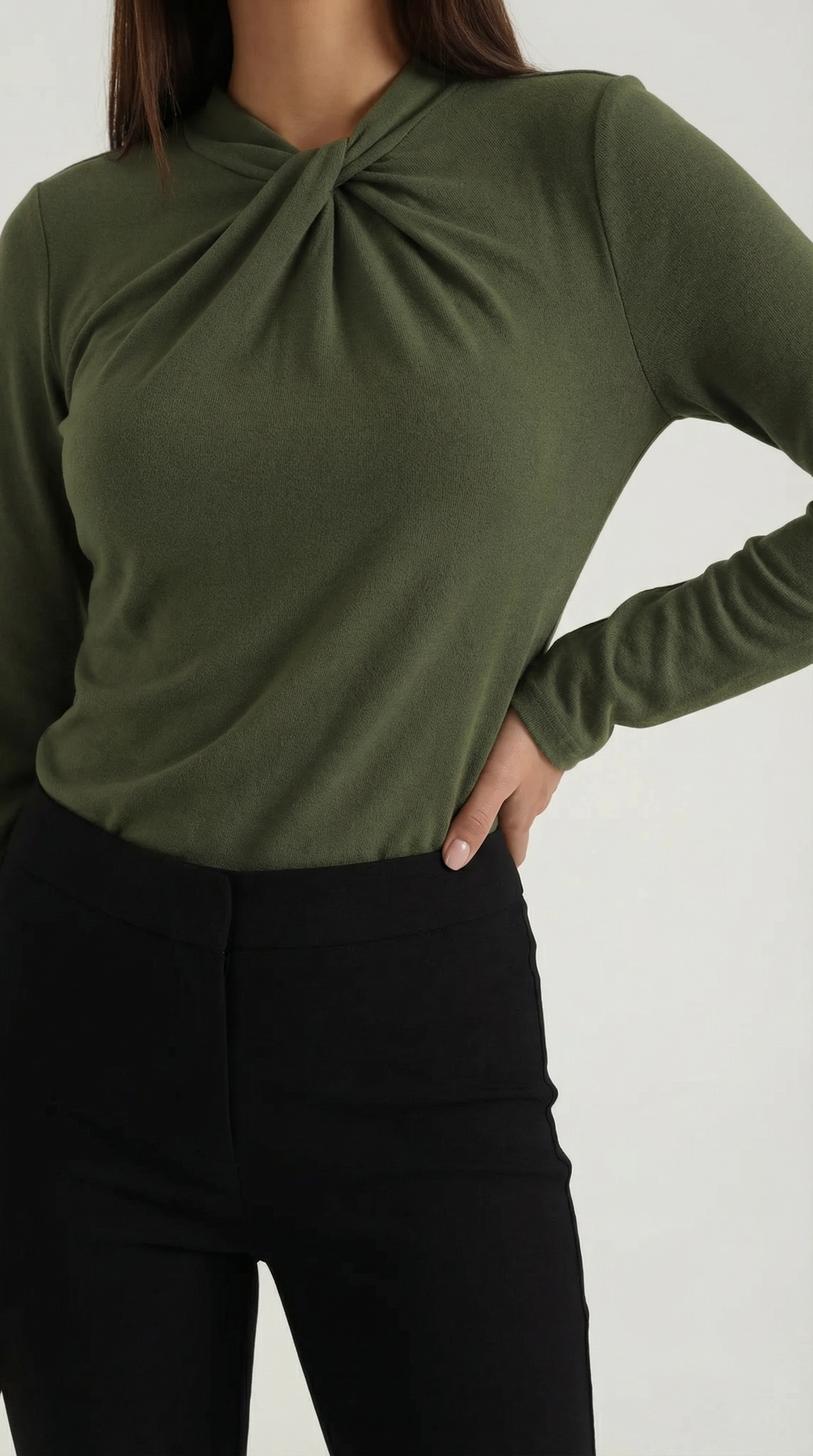 Jamie Knotted Mock Neck Blouse