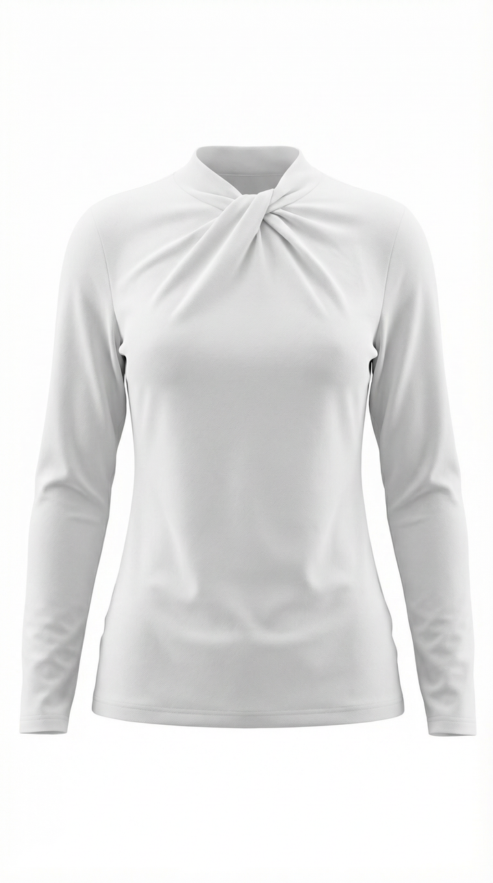 Jamie Knotted Mock Neck Blouse