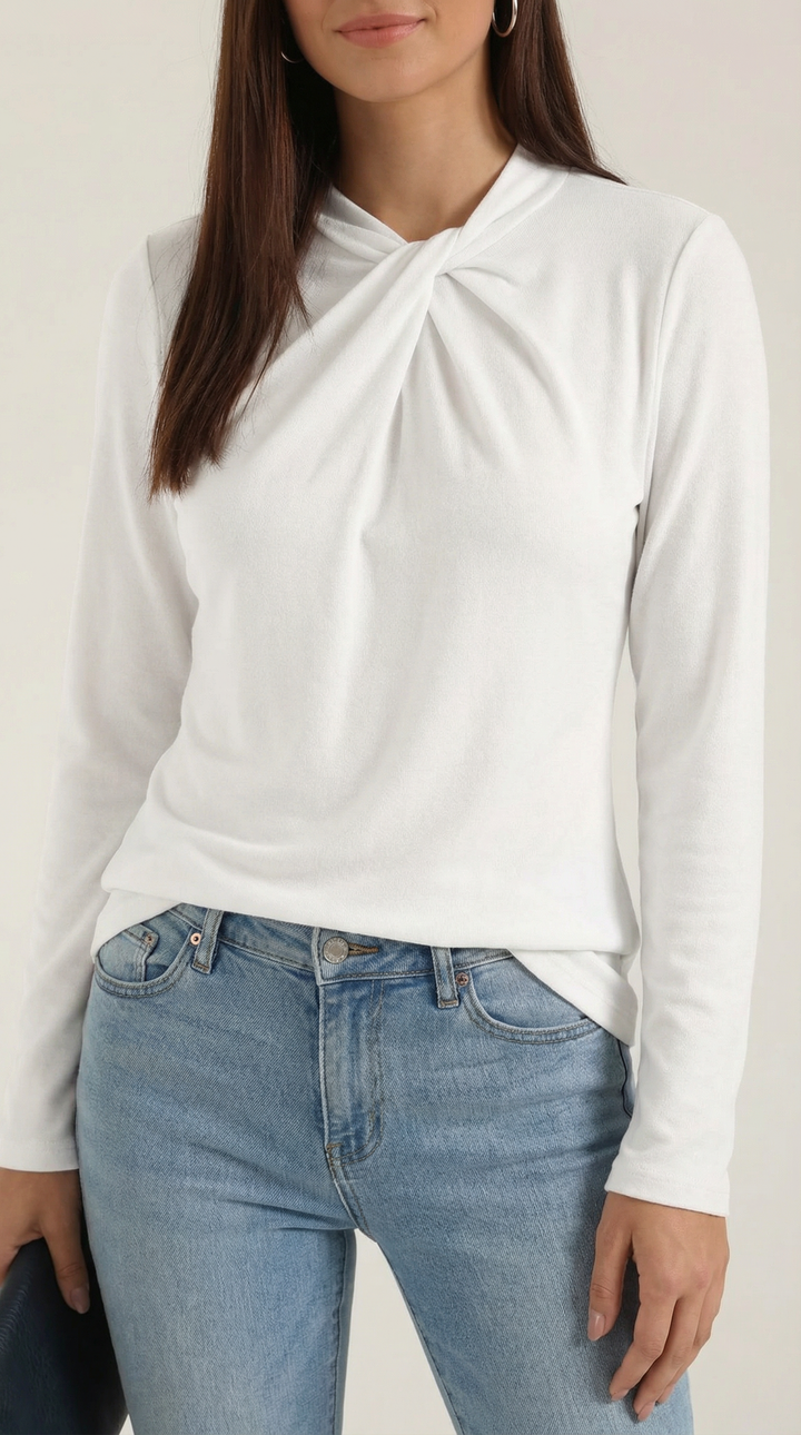 Jamie Knotted Mock Neck Blouse