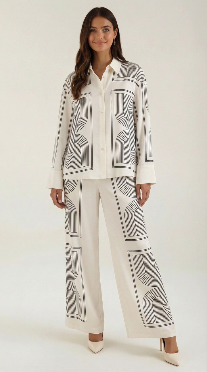 Judy Graphic Print Collared Shirt