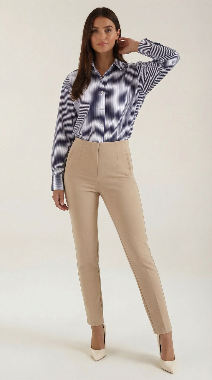 Juliana Striped Long Sleeve Blouse