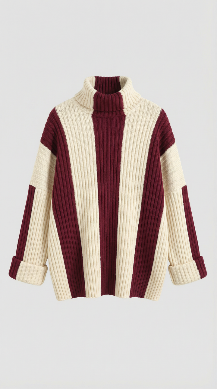 June Oversized Stripe Roll Neck Sweater
