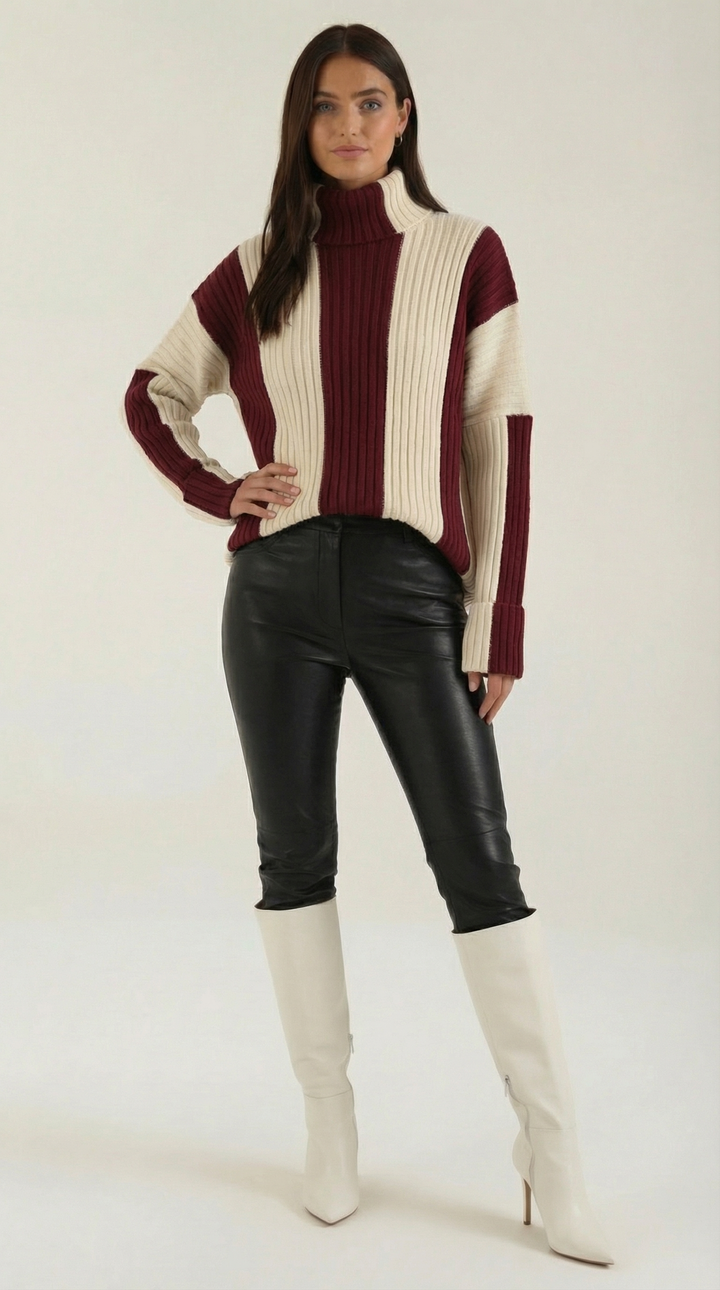 June Oversized Stripe Roll Neck Sweater