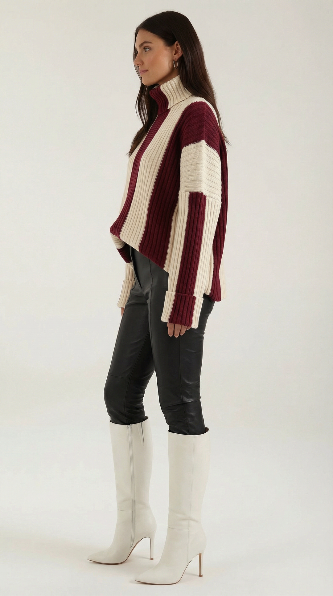 June Oversized Stripe Roll Neck Sweater