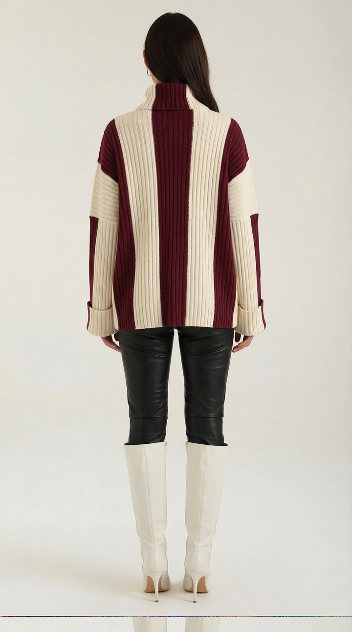 June Oversized Stripe Roll Neck Sweater