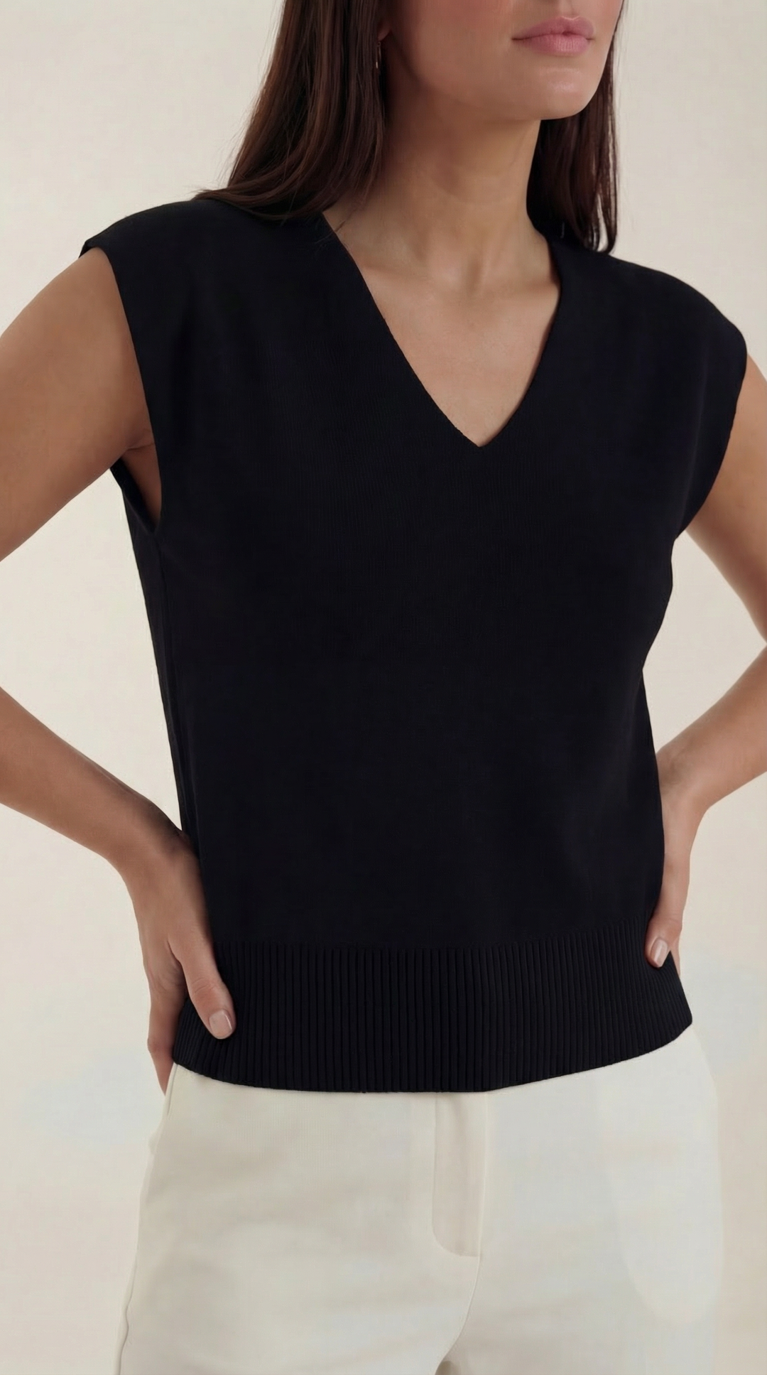 Kim Ribbed V-Neck Top