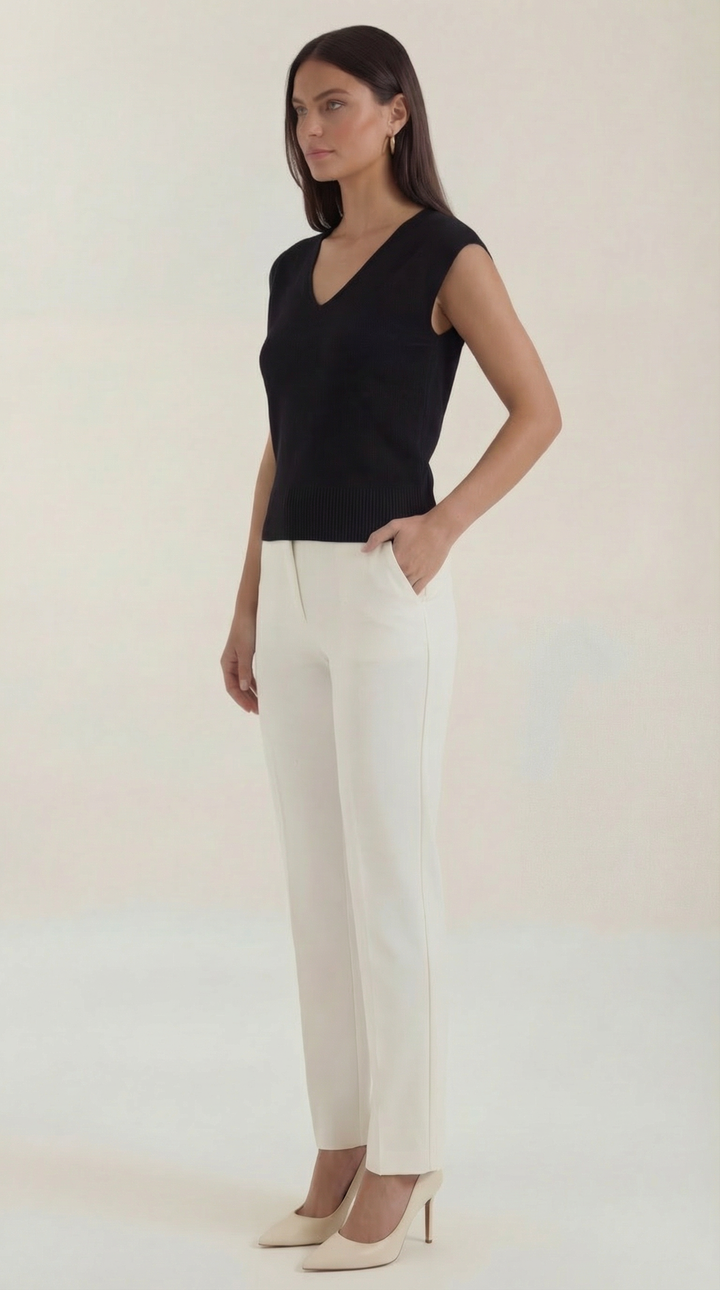 Kim Ribbed V-Neck Top