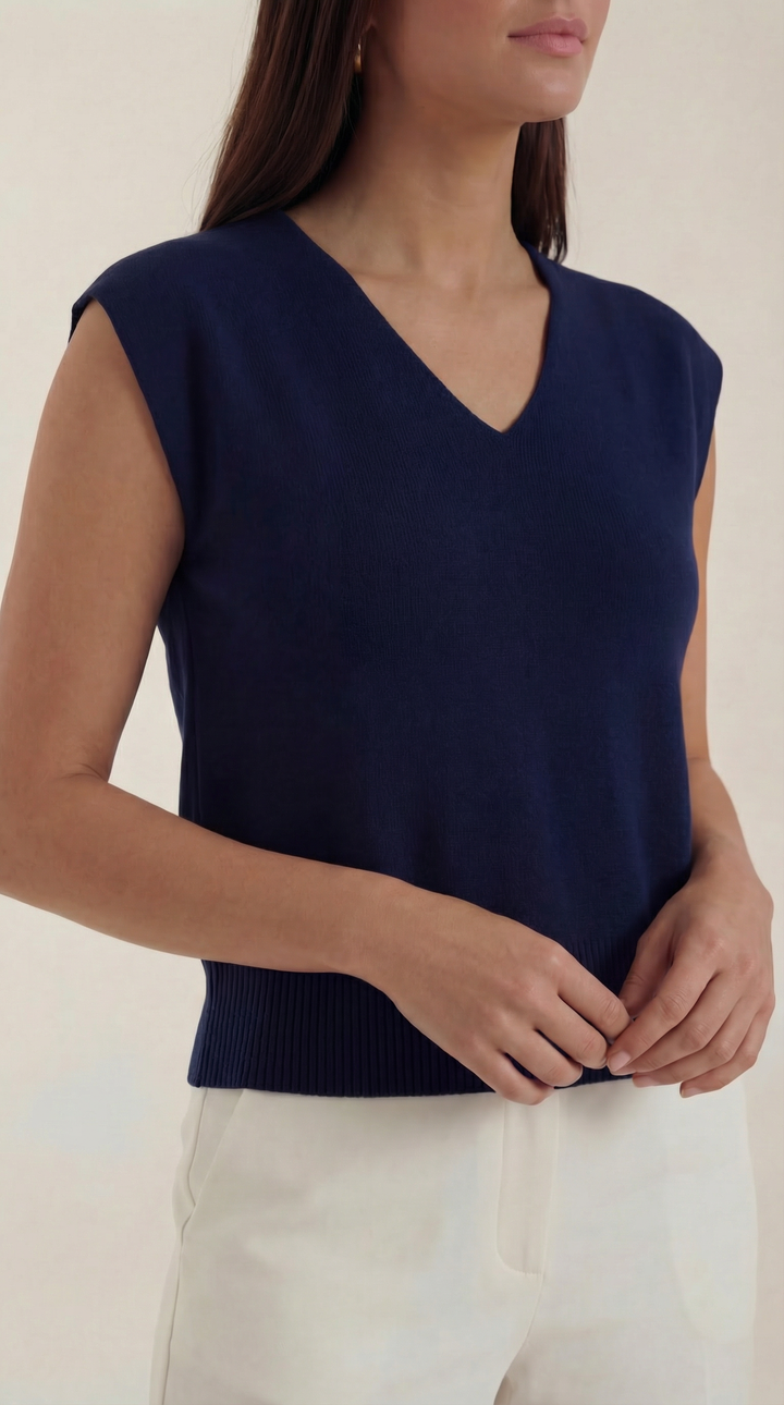 Kim Ribbed V-Neck Top