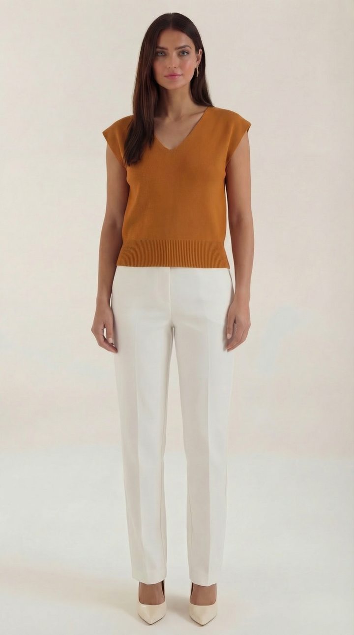 Kim Ribbed V-Neck Top