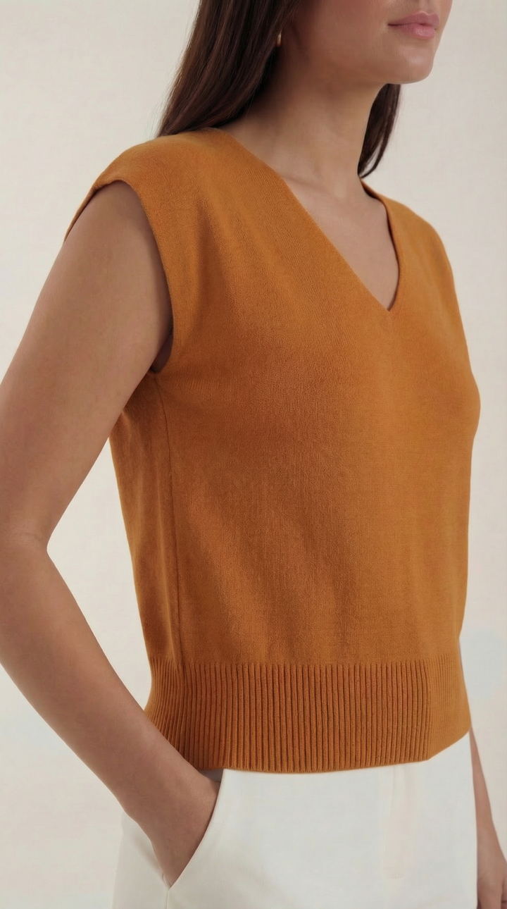 Kim Ribbed V-Neck Top