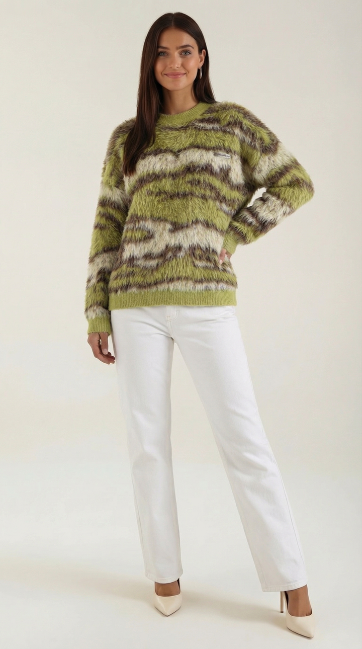 Melanie Long Sleeve Patterned Sweater