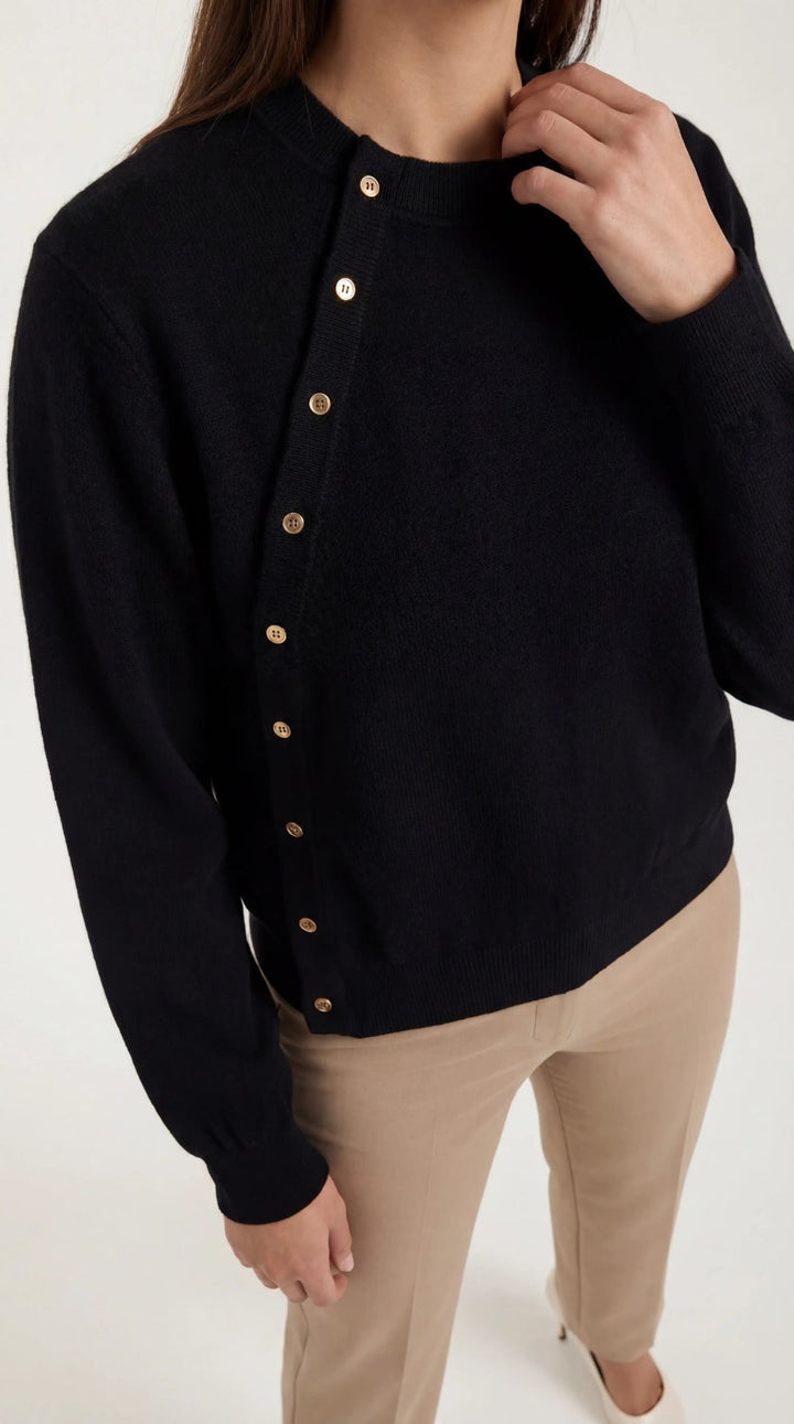 Norma Asymmetric Button Knit Top