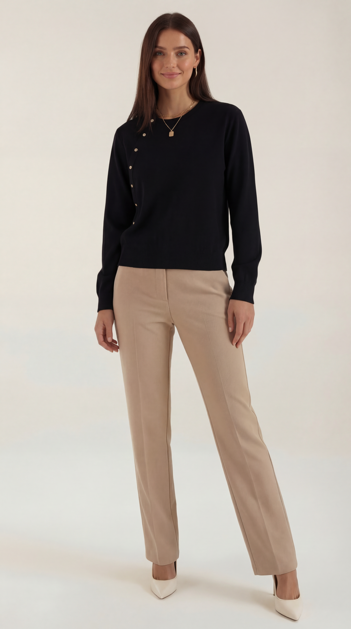 Norma Asymmetric Button Knit Top