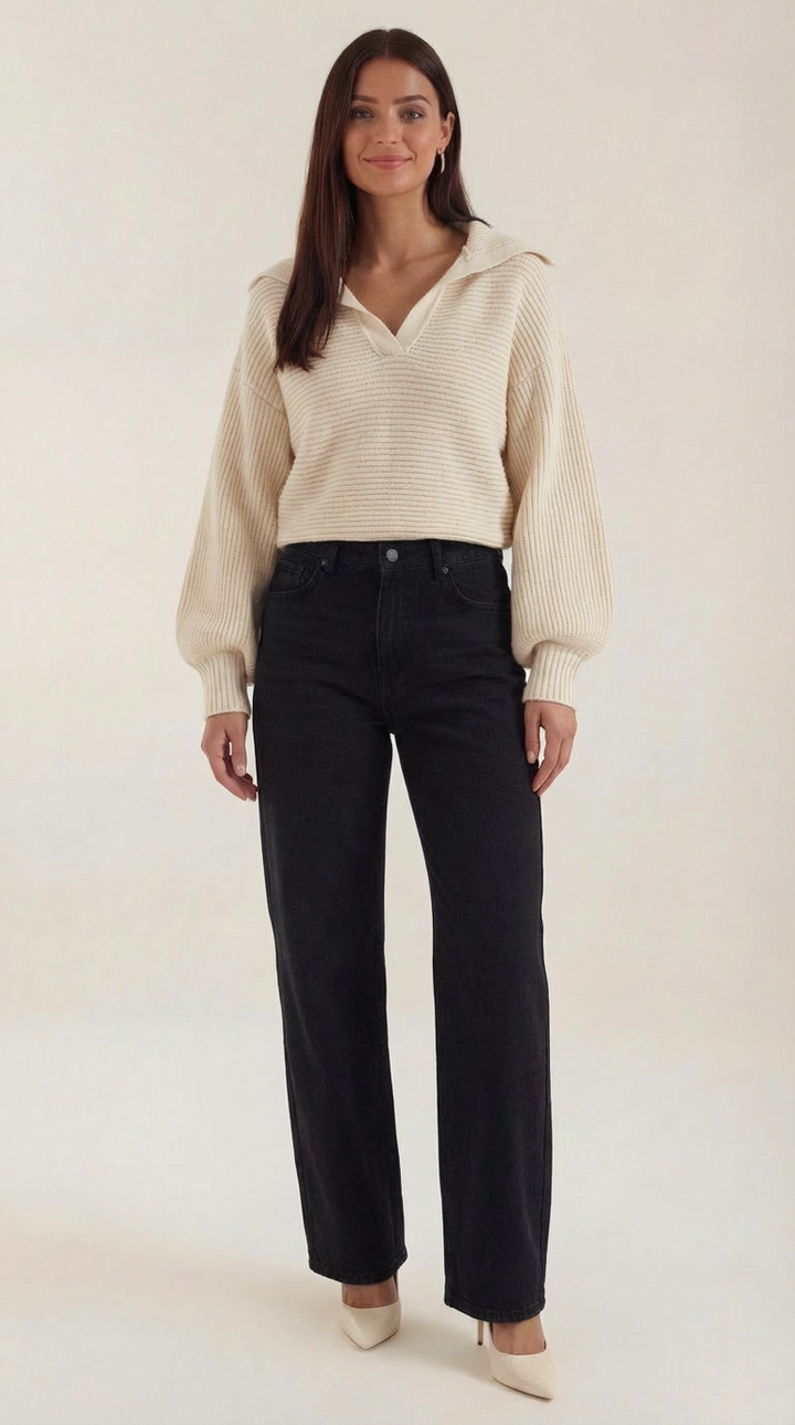 Pauline Collared Chunky Knit Sweater