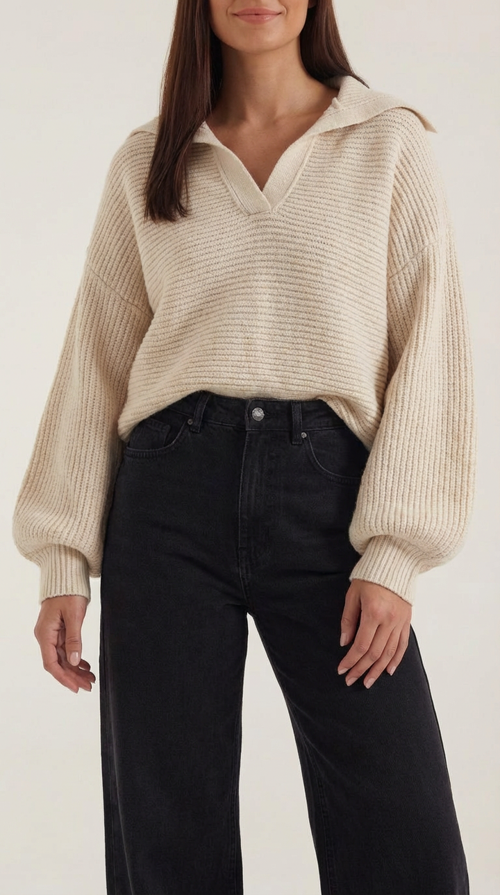 Pauline Collared Chunky Knit Sweater