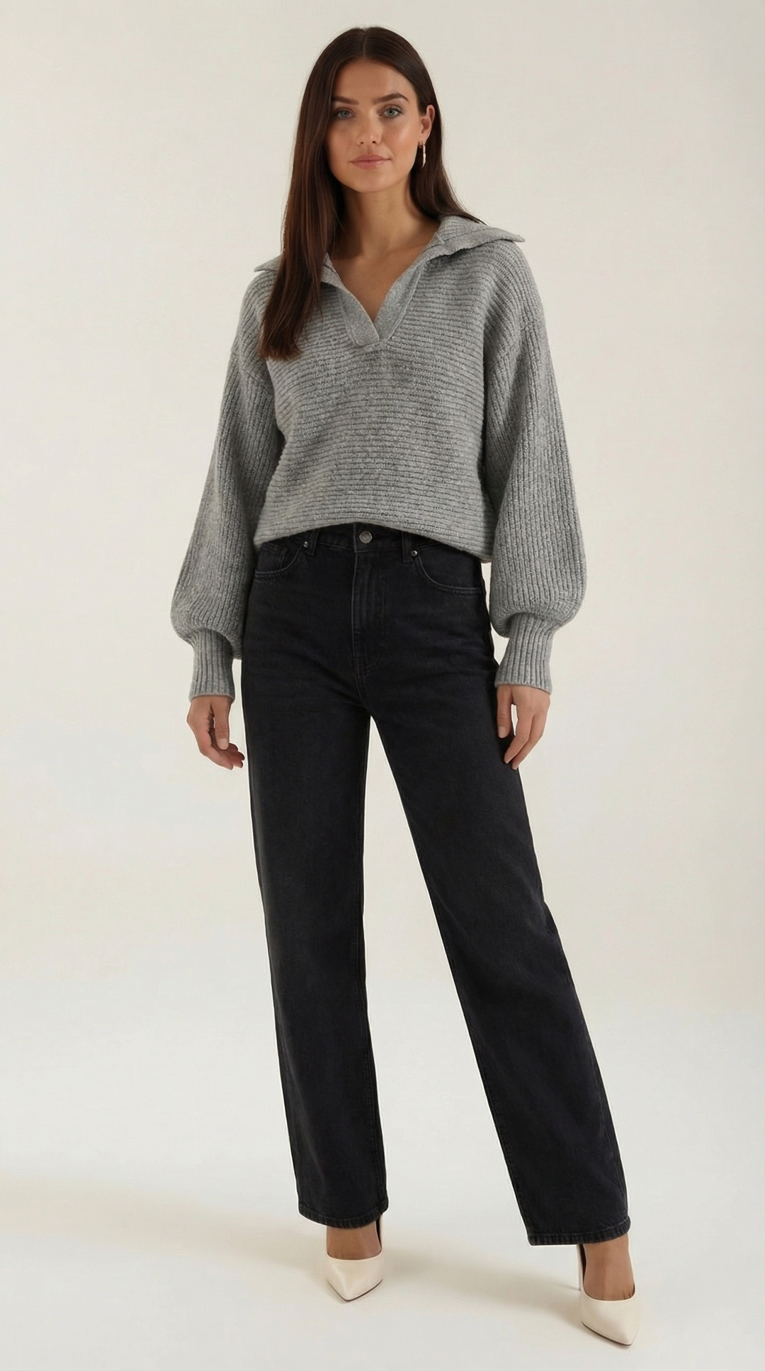 Pauline Collared Chunky Knit Sweater