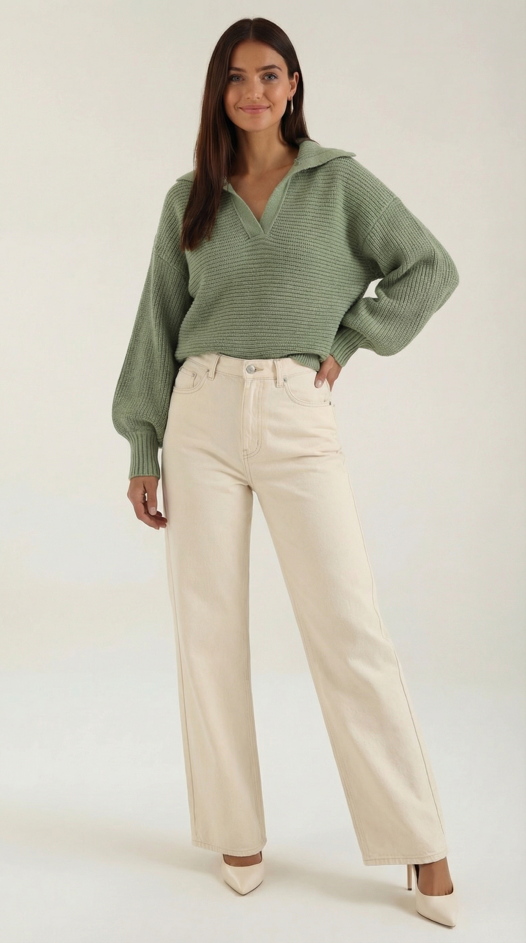 Pauline Collared Chunky Knit Sweater