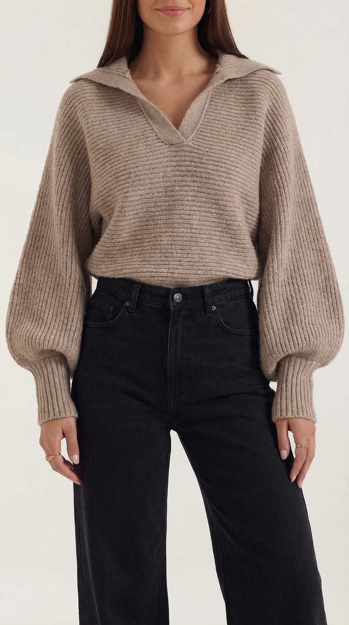 Pauline Collared Chunky Knit Sweater