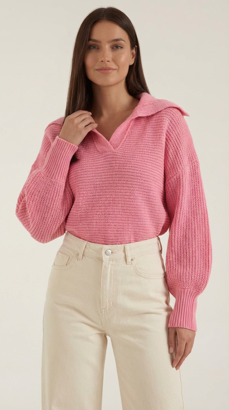 Pauline Collared Chunky Knit Sweater