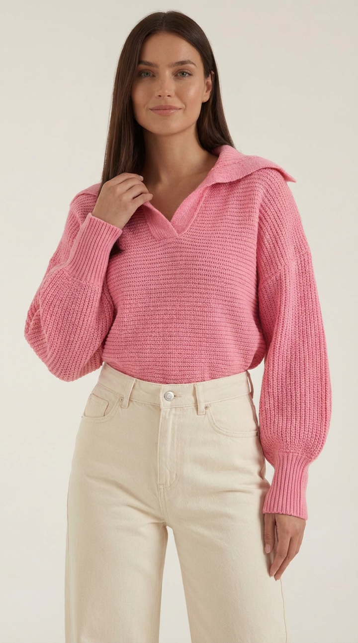 Pauline Collared Chunky Knit Sweater