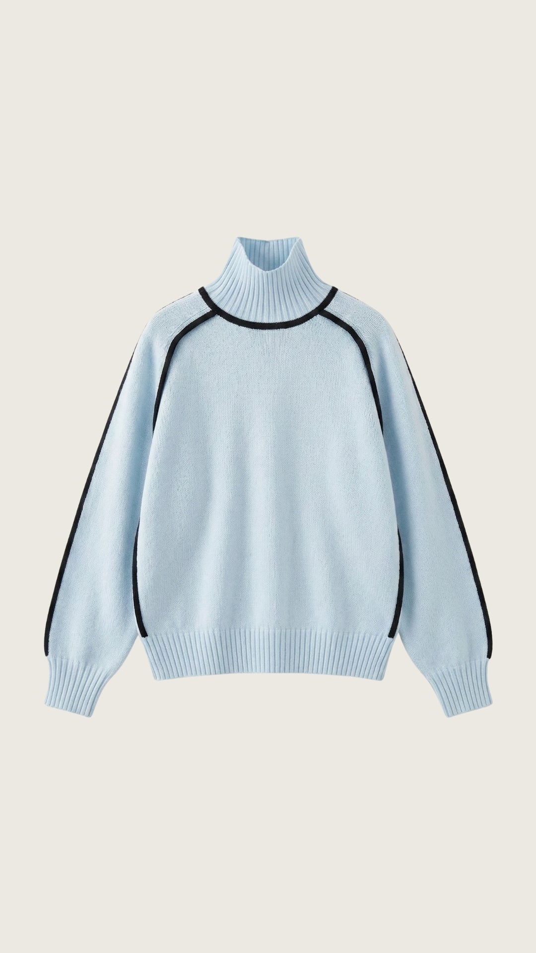 Rachel Contrast Piping High Neck Sweater
