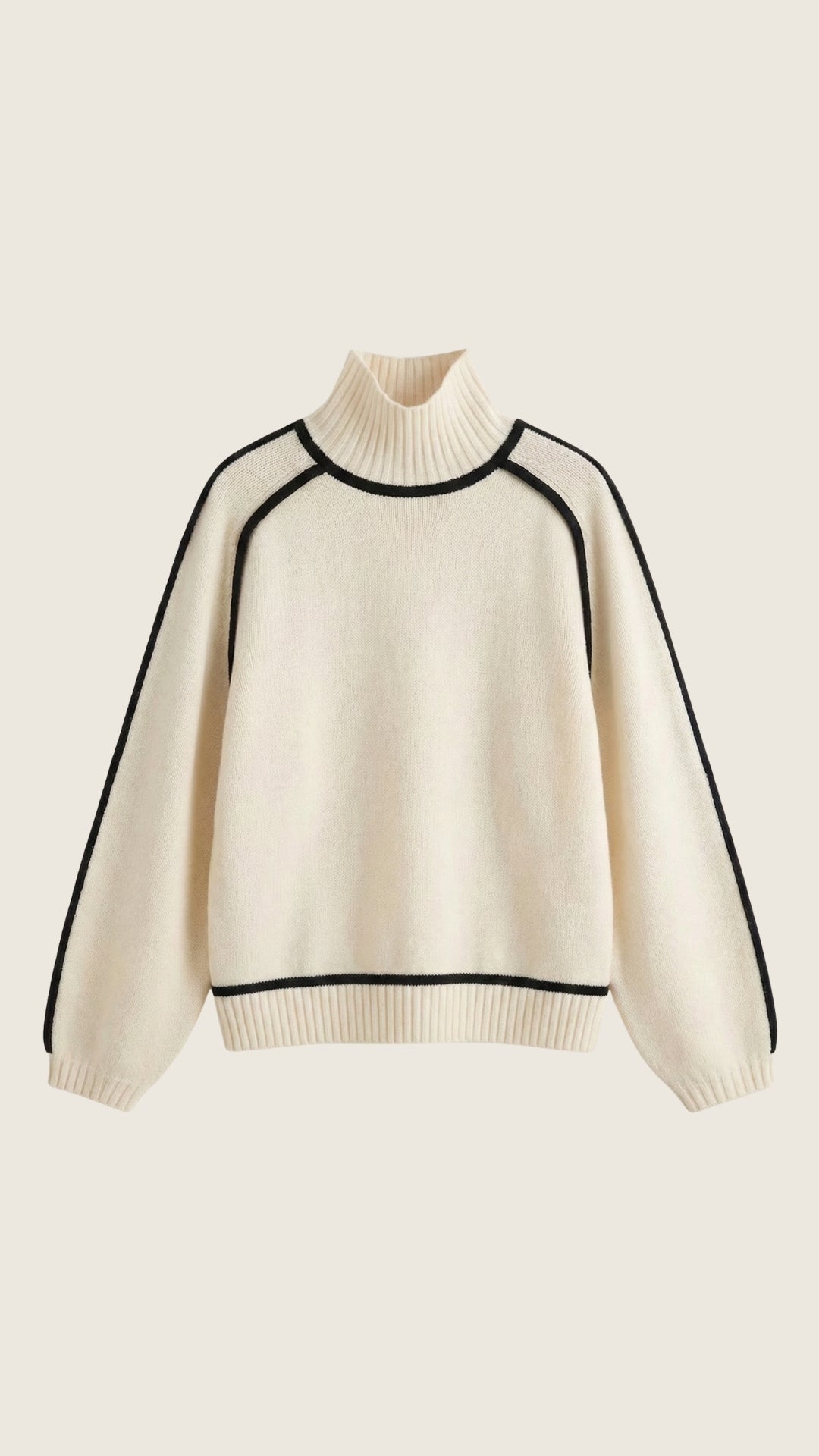 Rachel Contrast Piping High Neck Sweater