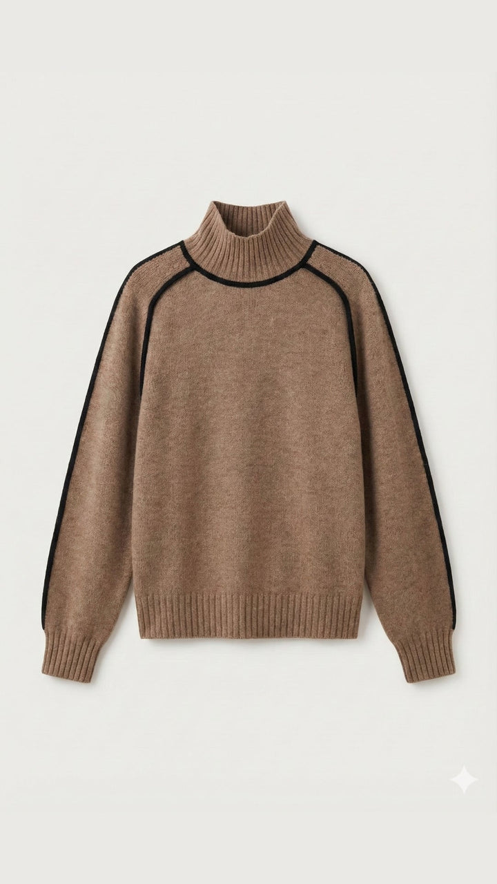 Rachel Contrast Piping High Neck Sweater