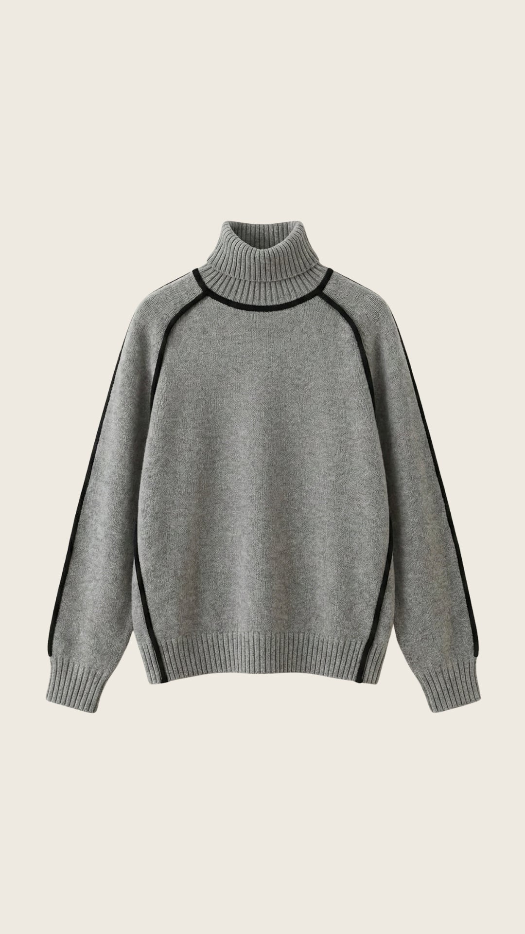 Rachel Contrast Piping High Neck Sweater