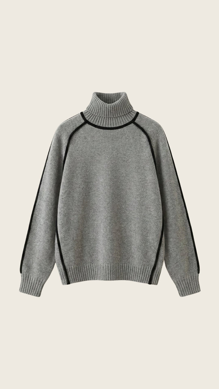 Rachel Contrast Piping High Neck Sweater