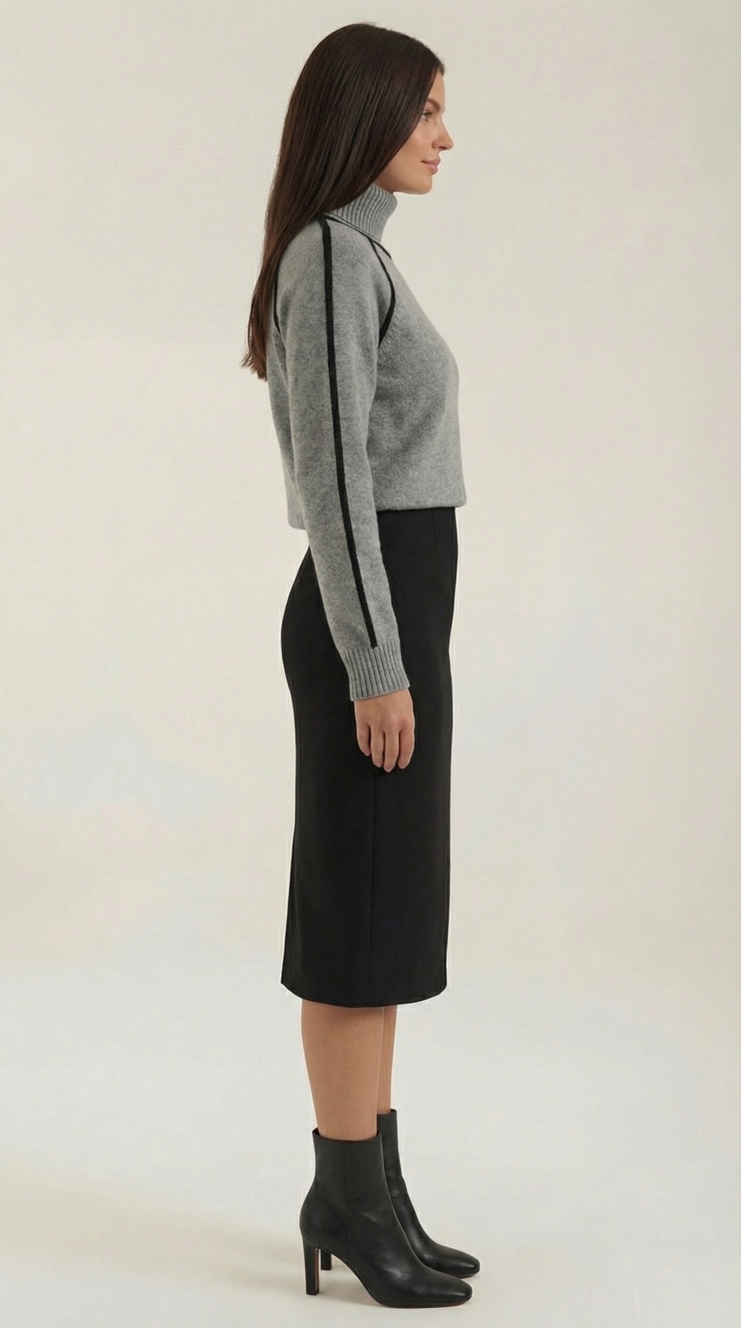 Rachel Contrast Piping High Neck Sweater