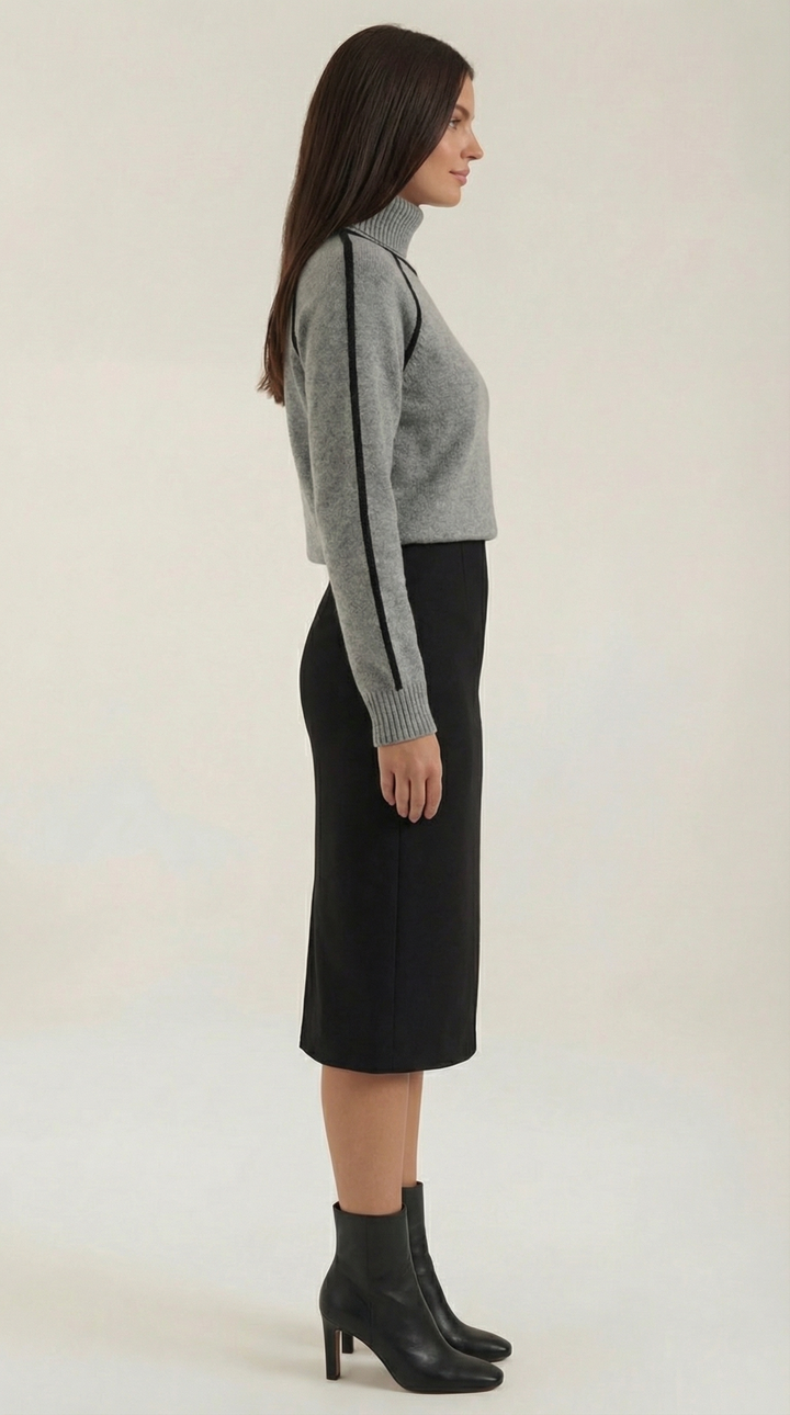 Rachel Contrast Piping High Neck Sweater