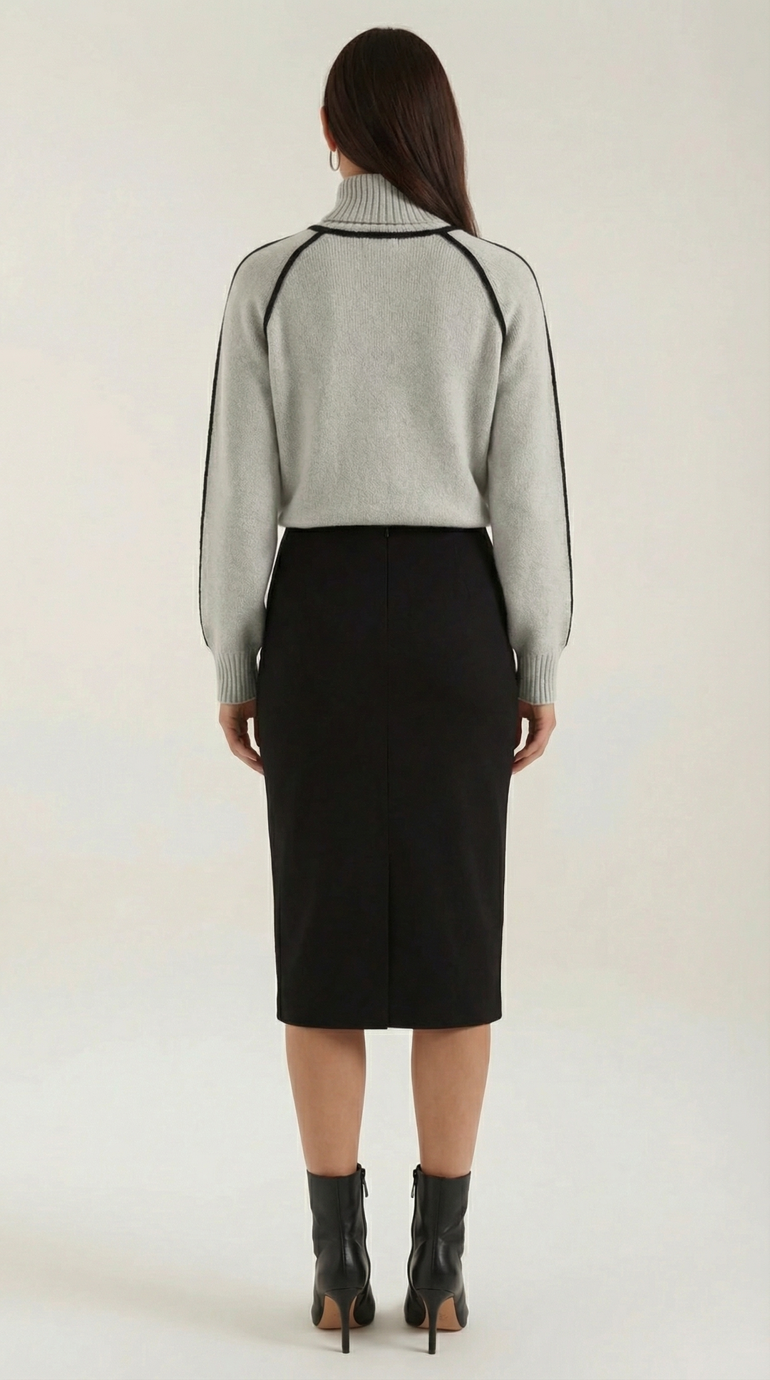 Rachel Contrast Piping High Neck Sweater