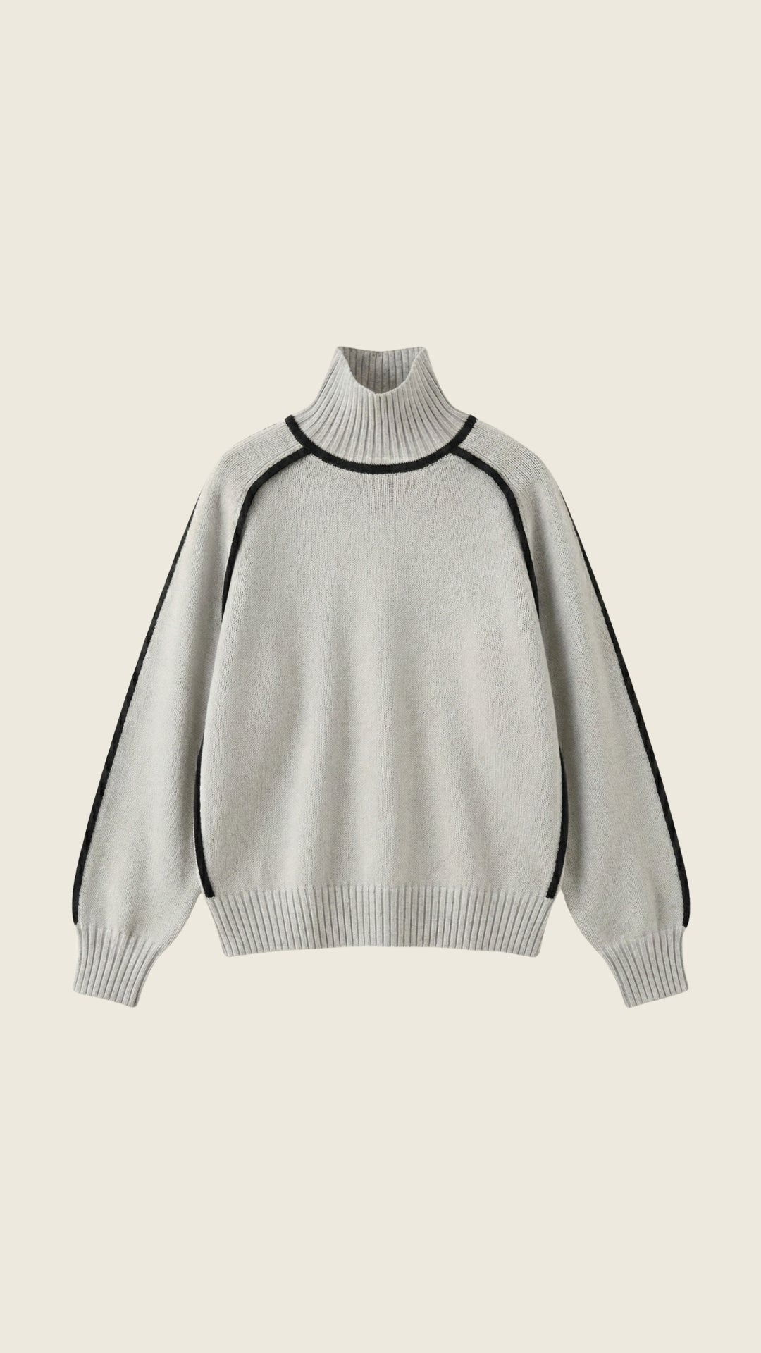 Rachel Contrast Piping High Neck Sweater
