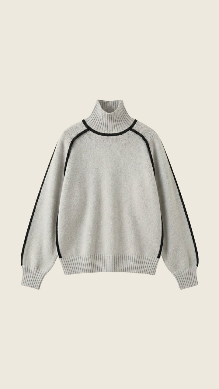 Rachel Contrast Piping High Neck Sweater