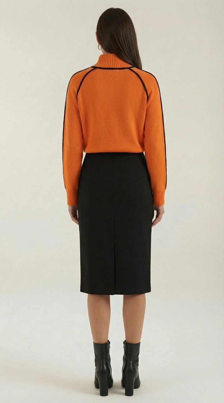 Rachel Contrast Piping High Neck Sweater