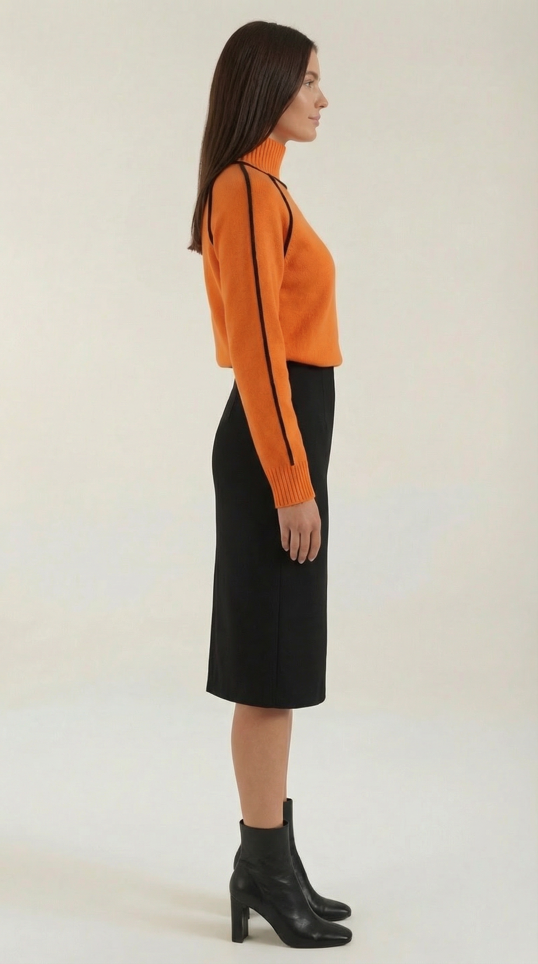 Rachel Contrast Piping High Neck Sweater