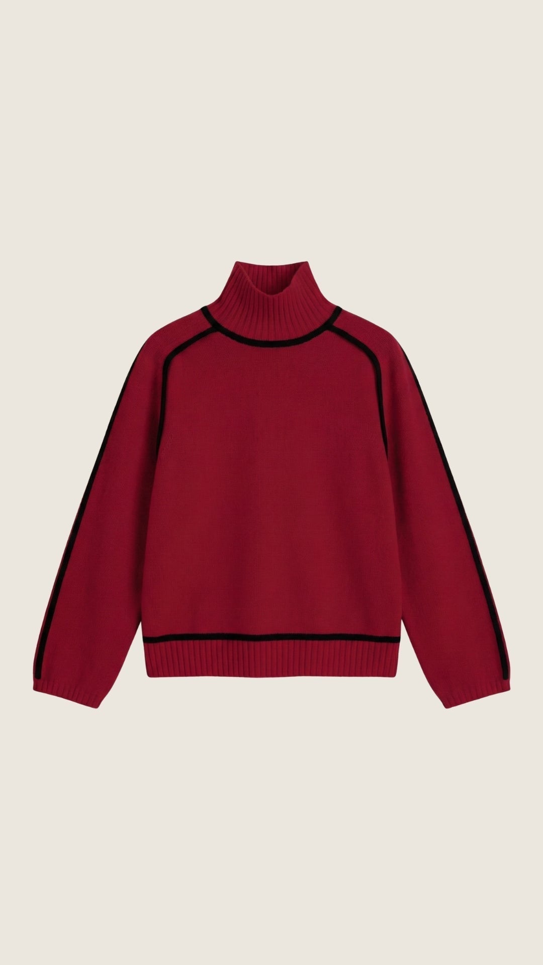 Rachel Contrast Piping High Neck Sweater