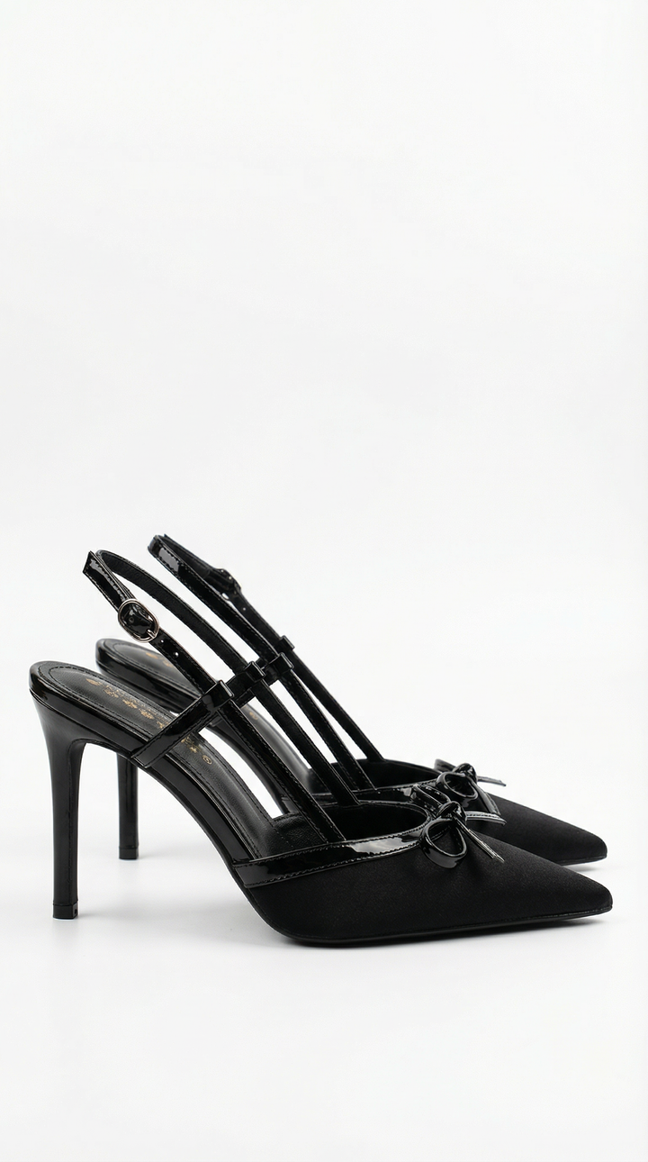 Rebecca Satin Bow Court Heels