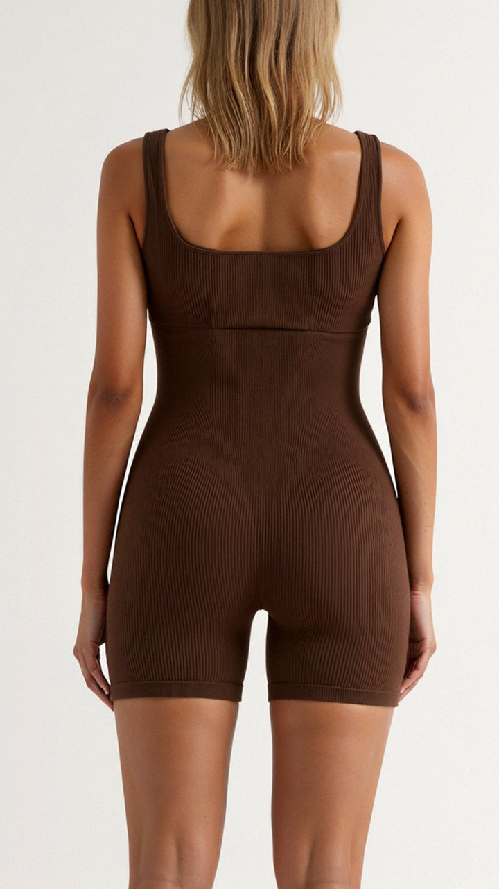 Ribbed Square Neck Briefs Bodysuit