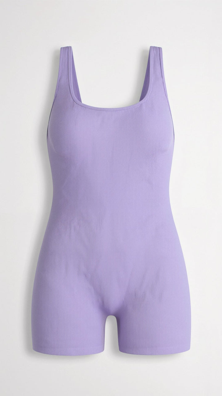 Ribbed Square Neck Briefs Bodysuit