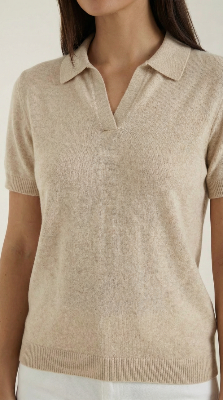 Rita Knitted Short-Sleeved Polo Top